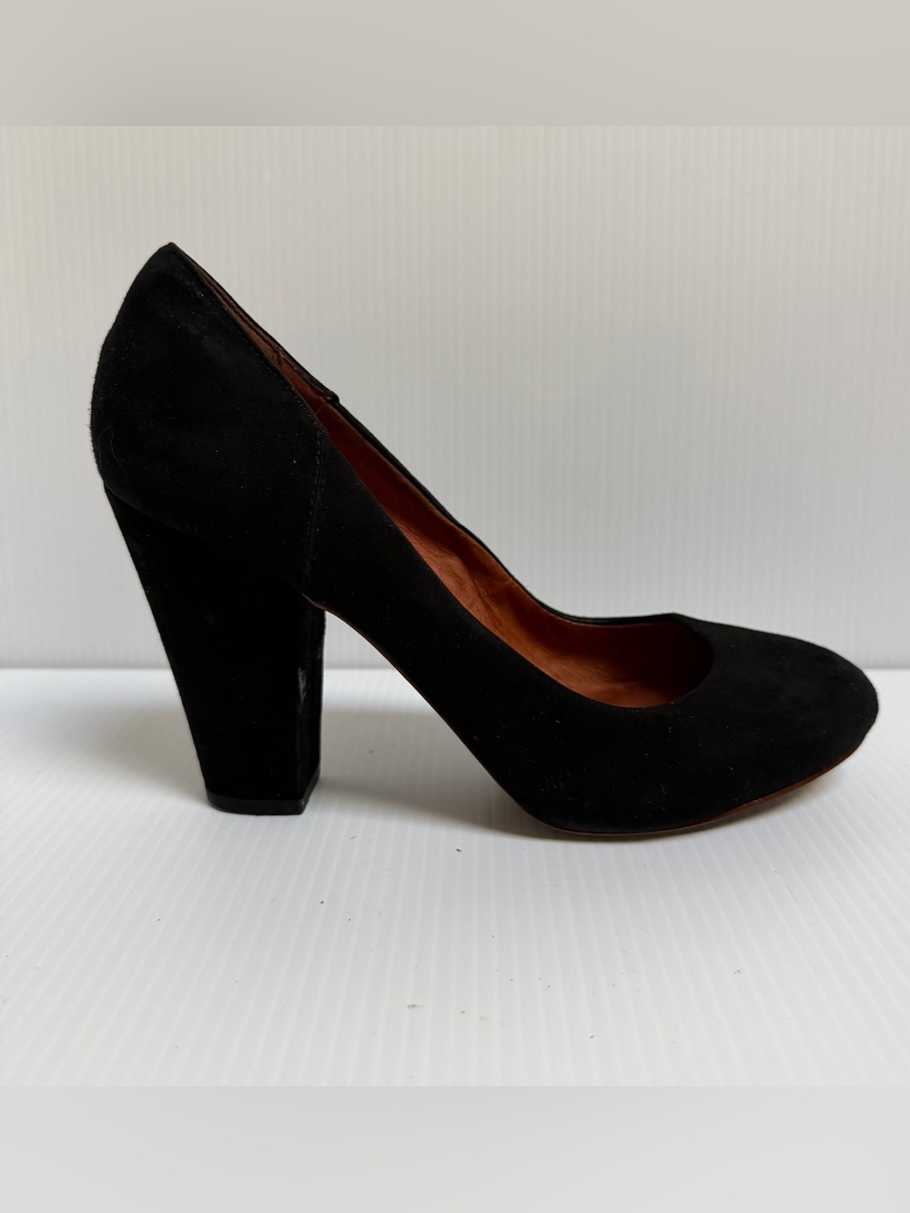 Madewell Black Suede Block Heel Pump